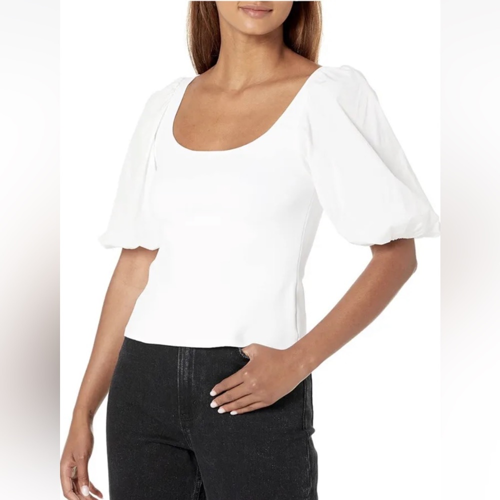 Theory SS Scoop Top White Clinton Knit Size S NWT